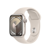 Apple Watch Series 9 (GPS) - Caja de aluminio en blanco estrella de 45 mm - Correa deportiva blanco estrella - Talla M/L