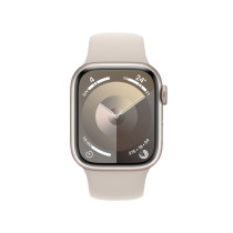 Apple Watch Series 9 (GPS) - Caja de aluminio en blanco estrella de 45 mm - Correa deportiva blanco estrella - Talla M/L