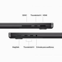  MacBook Pro de 14 pulgadas: Chip M3 Pro de Apple con CPU de 12 núcleos y GPU de 18 núcleos, almacenamiento de 1 TB SSD y memori