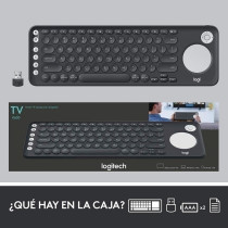 Teclado Logitech K600 - Inalámbrico Conectividad - USB Interfaz - Almohadilla táctil (TouchPad), D-pad - Español - Negro - Bluet