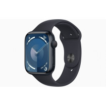 Apple Watch Series 9 (GPS) - Caja de aluminio en color medianoche de 45 mm - Correa deportiva color medianoche - Talla M/L