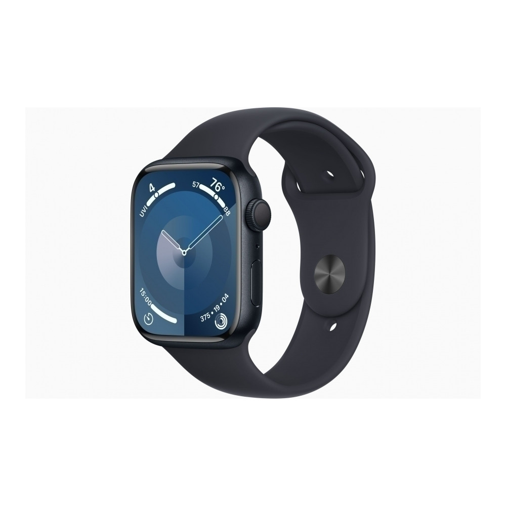 Apple Watch Series 9 (GPS) - Caja de aluminio en color medianoche de 45 mm - Correa deportiva color medianoche - Talla M/L