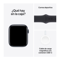 Apple Watch SE (GPS) - Caja de aluminio en color medianoche de 44 mm - Correa deportiva color medianoche - Talla M/L