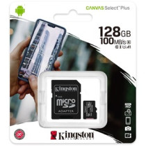 microSDXC Kingston Canvas Select Plus SDCS2 - 128GB - Class 10/UHS-I (U1) - 1 Paquete(s) - 100MB/s Leer