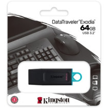 Unidad flash Kingston DataTraveler Exodia DTX - 64GB - USB 3.2 (Gen 1) - Negro, Verde azulado