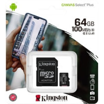 microSDXC Kingston Canvas Select Plus SDCS2 - 64GB - Class 10/UHS-I (U1) - 1 Paquete(s) - 100MB/s Leer