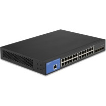 Conmutador Ethernet Linksys LGS328C 24 Puertos Gestionable - Conforme con normas TAA - 3 Capa compatible - Modular - 23.95W Powe