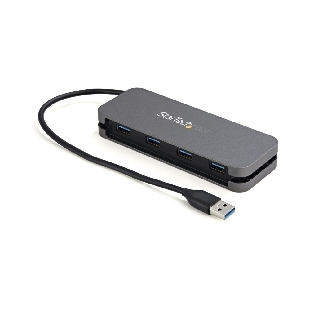 Concentrador USB StarTech.com Nuevo - USB 3.2 (Gen 1) Tipo A - Pórtatil - Negro, Gris - Soporte UASP - 4 Total USB Port(s) - PC,