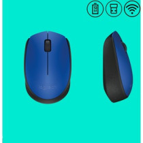 Mouse Logitech M170 - Radiofrecuencia - USB 2.0 - Óptico - Azul - Inalámbrico - 1000 dpi - Rueda de desplazamiento - Simétrico