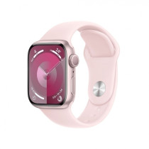 Apple Watch Series 9 (GPS) - Caja de aluminio en rosa de 41 mm - Correa deportiva rosa claro - Talla M/L