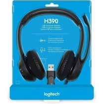 Auriculares Logitech ClearChat H390 Cableado Sobre la cabeza Estéreo - Negro, Plata - Binaural - Circumaural - 20Hz a 20kHz - 24