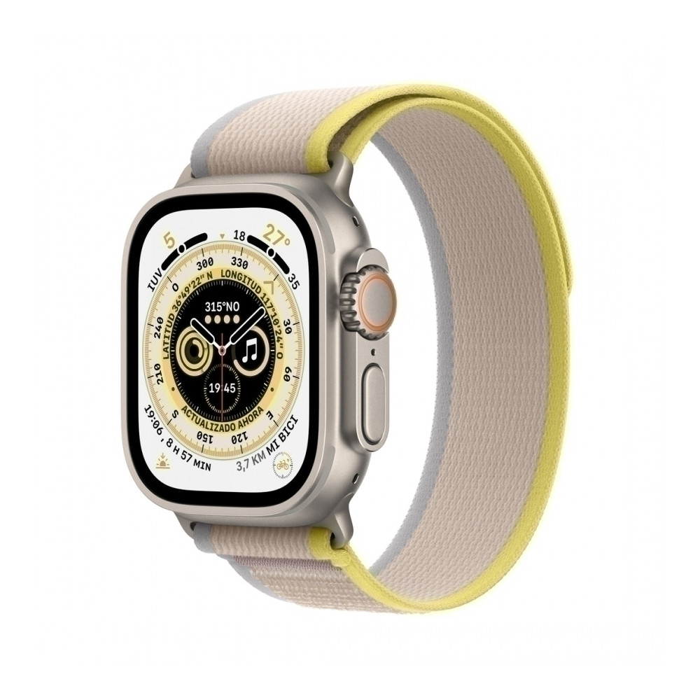 Apple Watch Ultra (GPS + Cellular) - Caja de titanio de 49 mm - Correa Loop Trail amarilla/beis - Talla S/M-Ultimas unidades ref