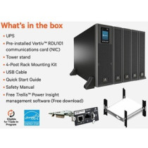 UPS en línea de doble conversión VERTIV - 20kVA - Monofásico - 11U Rack/Torre - 3Minuto(s) Stand-by - 208 V AC Entrada - 120V AC