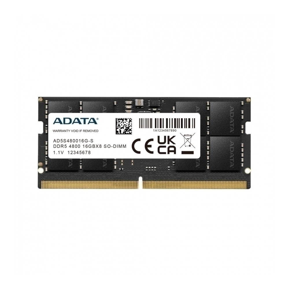 Módulo RAM Adata AD5S480016G-S para Portátil - 16GB (1 x 16GB) - DDR5-4800/PC5-38400 DDR5 SDRAM - 4800MHz - 1.10V - ECC en matri