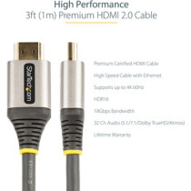 Cable de vídeo StarTech.com Premium - 91.44cm HDMI - para Dispositivo de audio/vídeo, Monitor, TV, Sistema de teatro en casa - 1