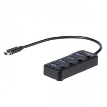 StarTech.com Hub USB Tipo C de 4 Puertos - USB de 4 Puertos USB-A con Interruptores Individuales de Encendido/Apagado - Soporte 