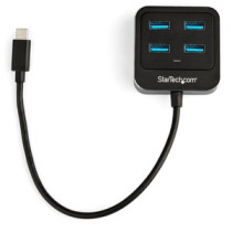 Concentrador USB StarTech.com - USB Tipo C - Externo - Negro - Soporte UASP - 4 Total USB Port(s) - 4 Puerto(s) USB 3.1