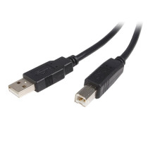 StarTech.com Cable USB de 3m para Impresora - 1x USB A Macho - 1x USB B Macho - Adaptador Negro - Extremo Secundario: 1 x 4-pin 