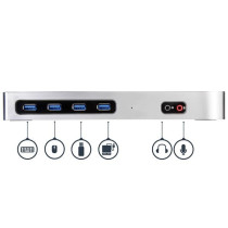 Base de conexión StarTech.com USB Tipo C para Portátil - 40W - Negro, Plata - 2 Displays Supported - 4K - 3840 x 2160, 4096 x 21