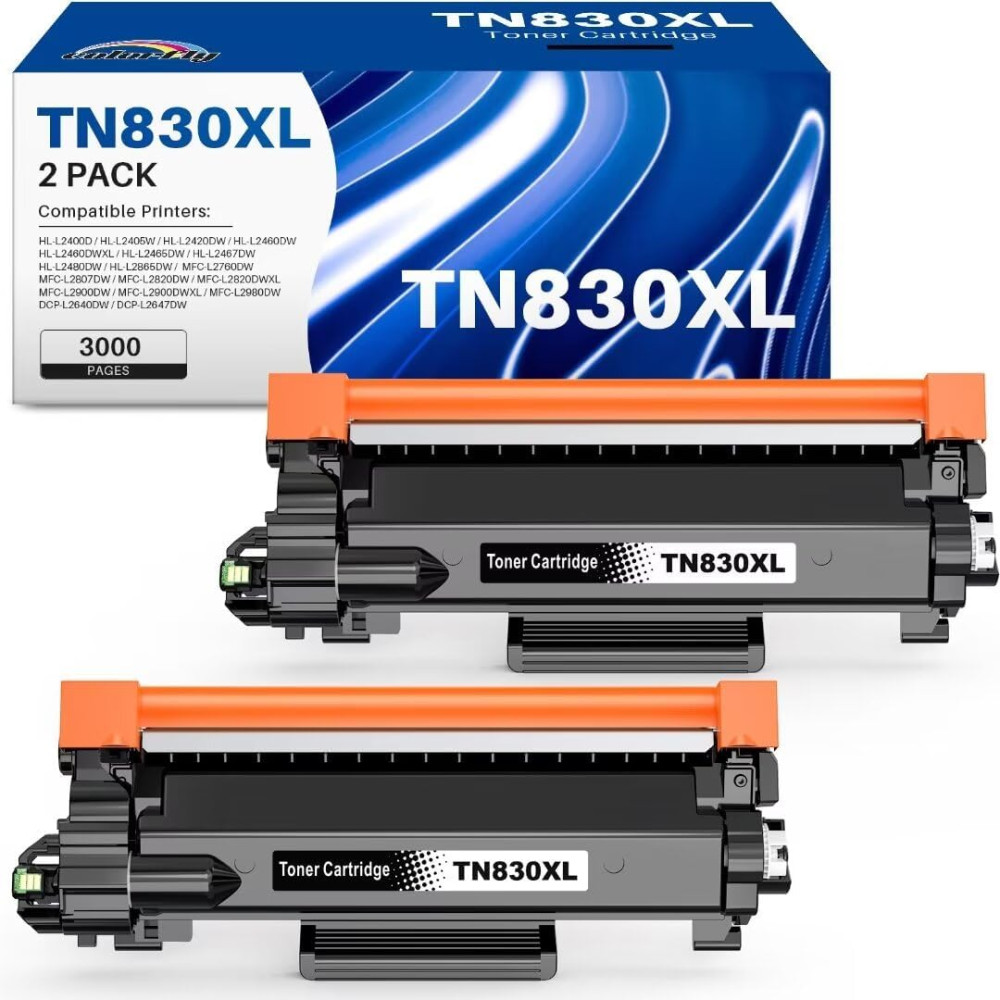 TN830XL Cartucho de tóner negro de alto rendimiento para Brother TN830 TN 830 XL Funciona para impresora DCP-L2640DW HL-L2460DW 