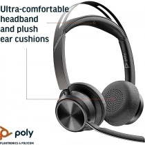 Auriculares Poly Voyager Focus 2 Con cable/Inalámbrico Sobre la oreja, Sobre la cabeza Estéreo - Negro - Certificación Microsoft