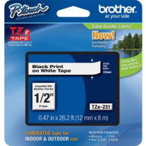 Cinta para etiquetas Brother P-touch TZE231 - 11.94mm Ancho - Rectángulo - Blanco - 1 Solamente - Resistente a grasa, Resistente