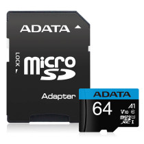 microSDXC Adata Premier - 64GB - Class 10/UHS-I - V10 - 100MB/s Leer - 25MB/s Escribir - Toda la vida útil Garantía