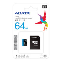 microSDXC Adata Premier - 64GB - Class 10/UHS-I - V10 - 100MB/s Leer - 25MB/s Escribir - Toda la vida útil Garantía